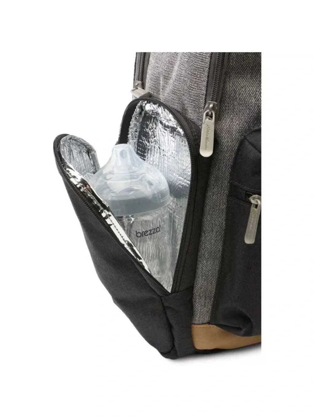 Eddie Bauer Bridgeport Places & Spaces Backpack Diaper Bag Gray with Tan New